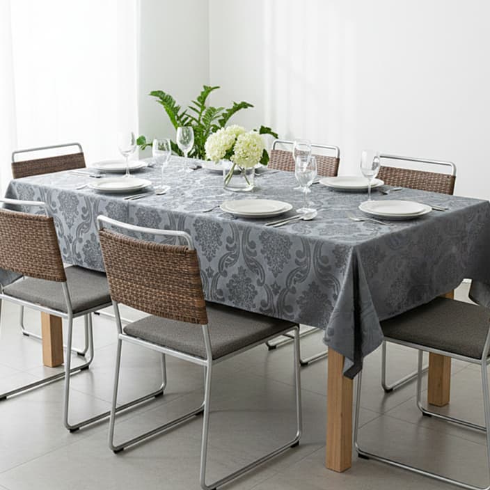 Toalha de Mesa 4 Lugares, 6, 8, 10 em Tecido Jacquard Sofisticado com Acabamento em Bainha.