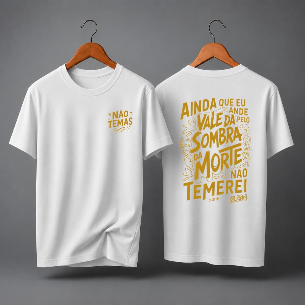 Camiseta Religiosa Ainda Que Eu Ande Pelo Vale Camisa Cristã Unissex Promoção Casual Lançamento