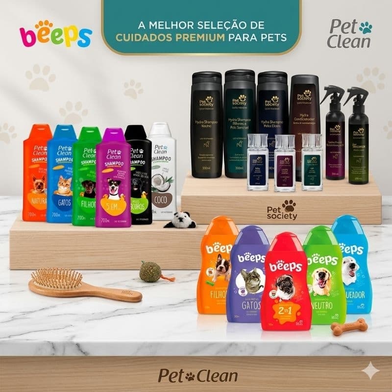 Shampoo Beeps Shampoo Hydra Pet Society Shampoo Pet Clean Matacura Cães e Gatos - Escolha o Seu
