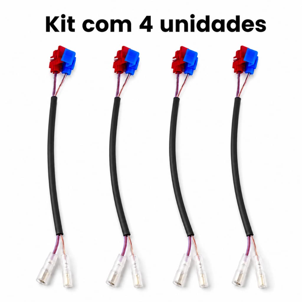 Kit 4 Chicote Conector Universal Terminal Alto Falante Automotivo 25cm