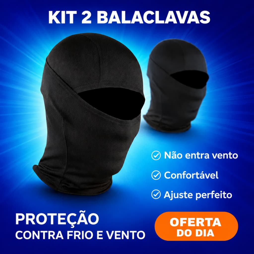 Kit 2 Balaclava Touca Ninja Peluciada Térmica Unissex Máscara Respirável Para Motocicleta Malha De Secagem Rápida