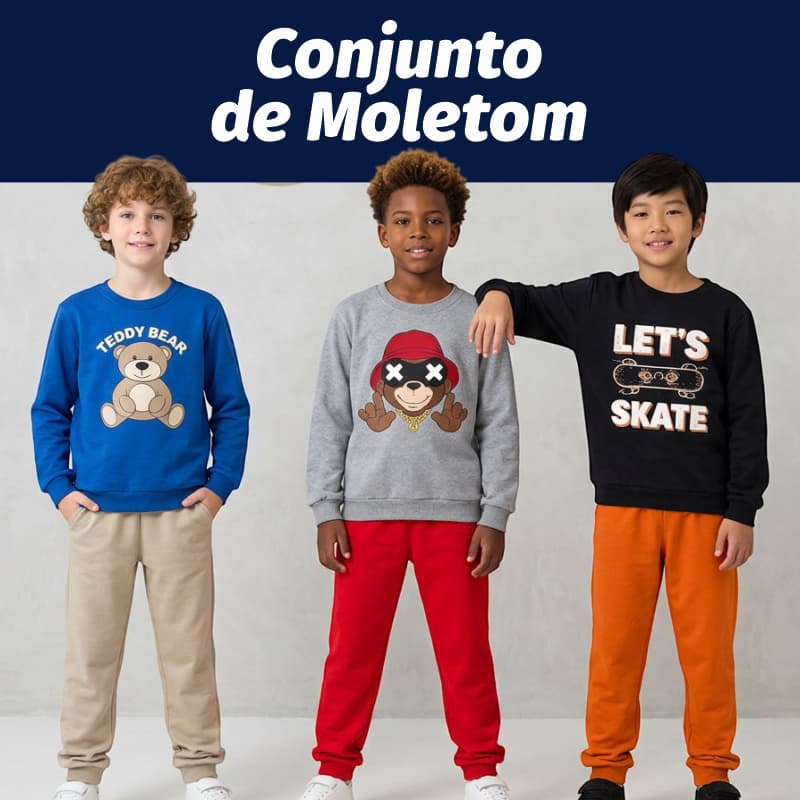 Conjunto Moletom Infantil Masculino Moletom Menino Inverno Tamanho 1 Ao 14 Anos