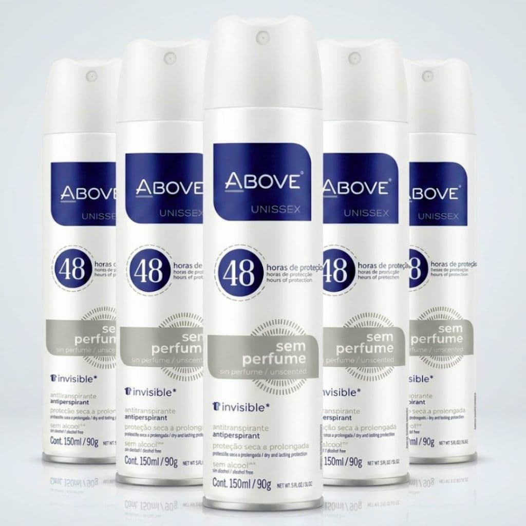 Kit Desodorante Aerossol Above Sem Perfume Antitranspirante Invisível 150ml Unissex 48h Proteção