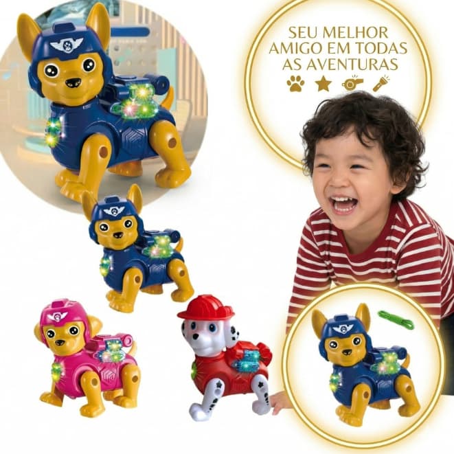 Brinquedo Cachorro Patrulha Canina Infantil Robo Cachorrinho Luz Musica