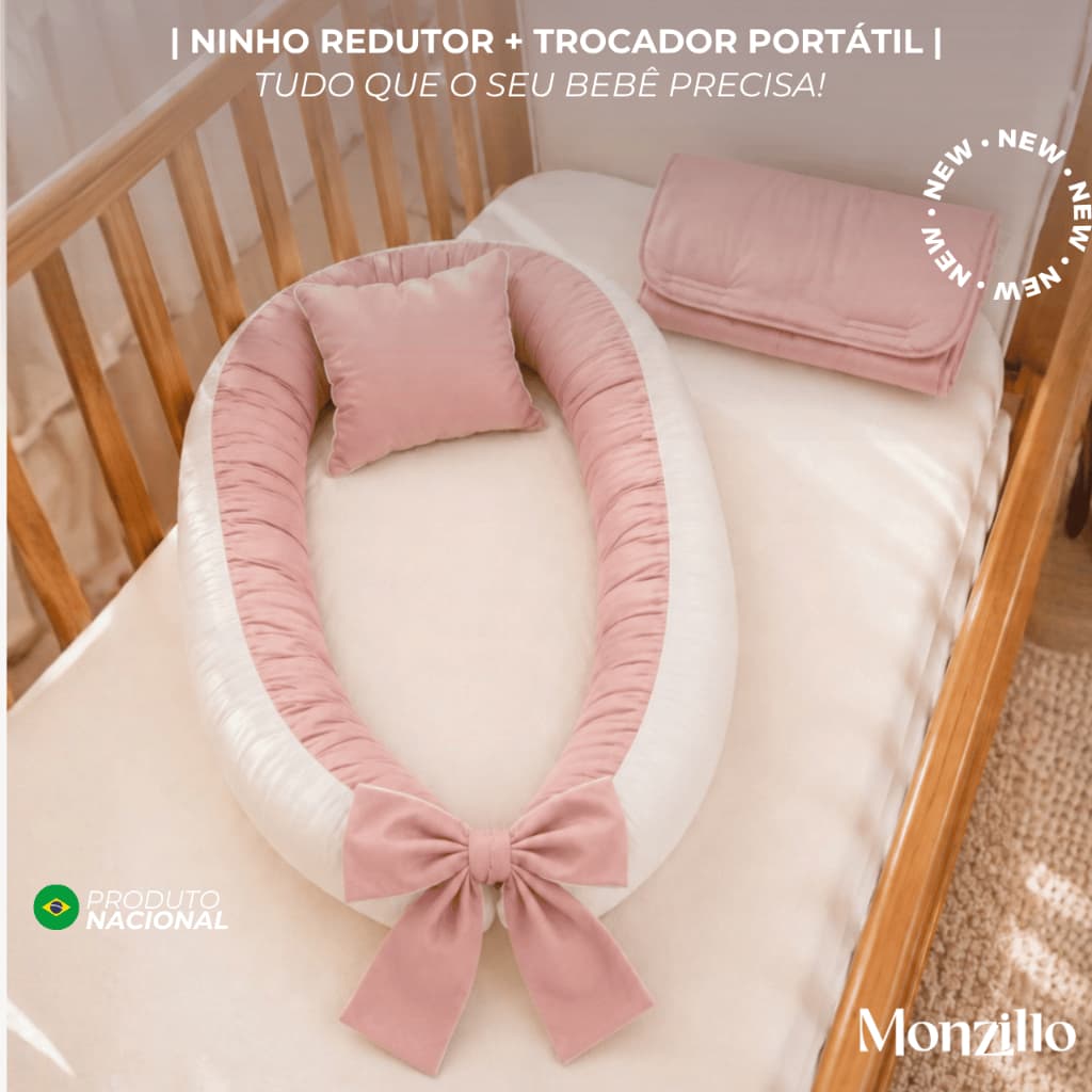 Ninho Redutor de Berço Liso e Trocador Portátil Impermeável