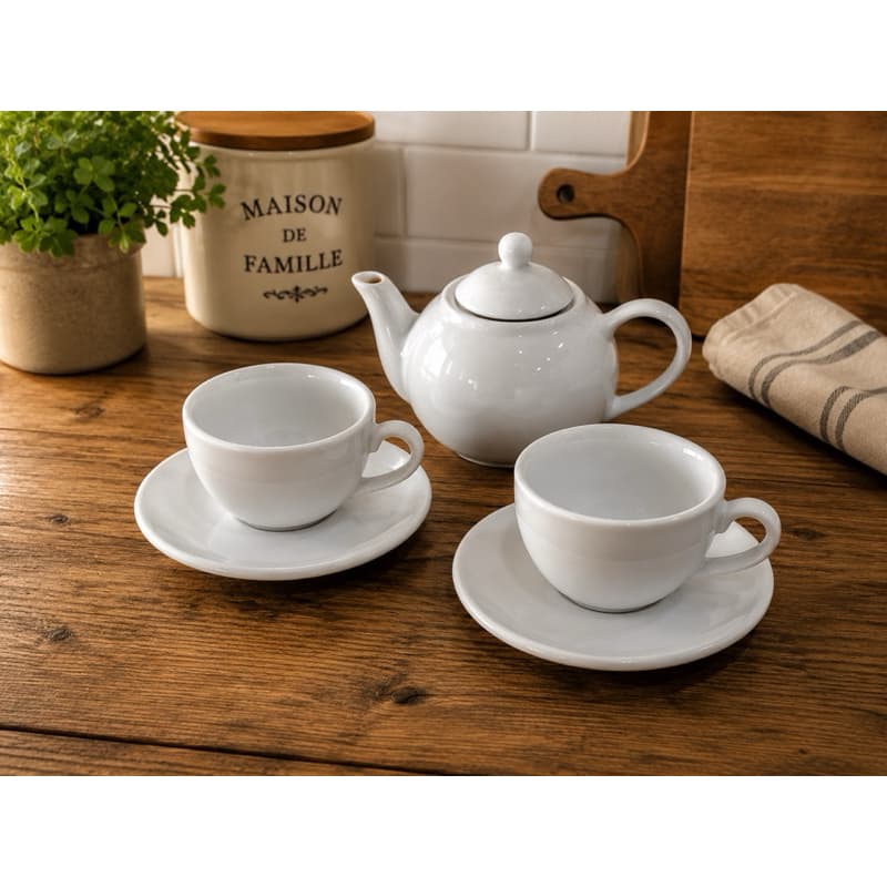 Conjunto de  Bule Colonial de Café  500 ml Peq com  2 Xicaras de Cafe e Pires