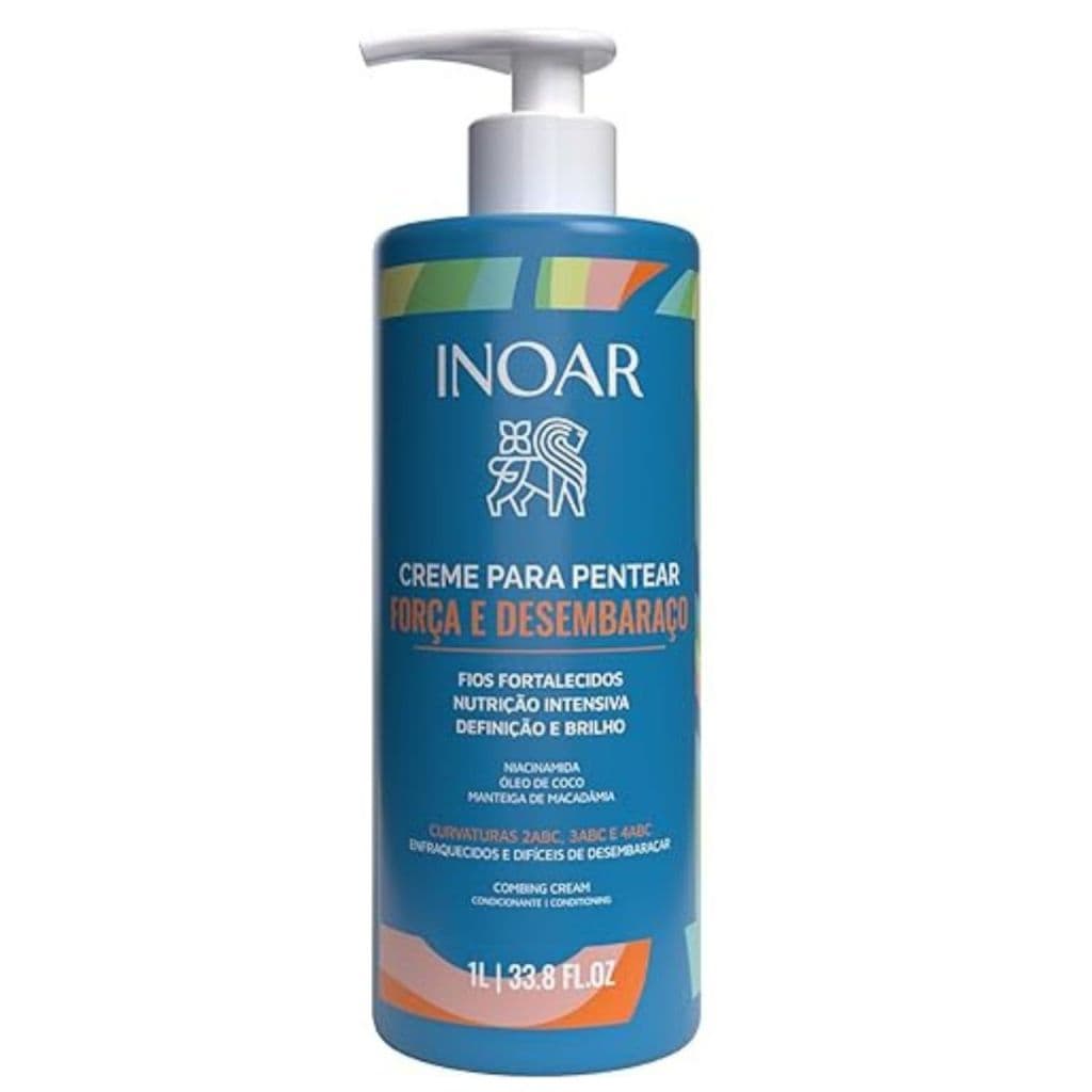 Inoar Força e Desembaraço Creme para Pentear – Hidratação e Maciez, Niacinamida, Óleo de Coco e Manteiga de Macadâmia.