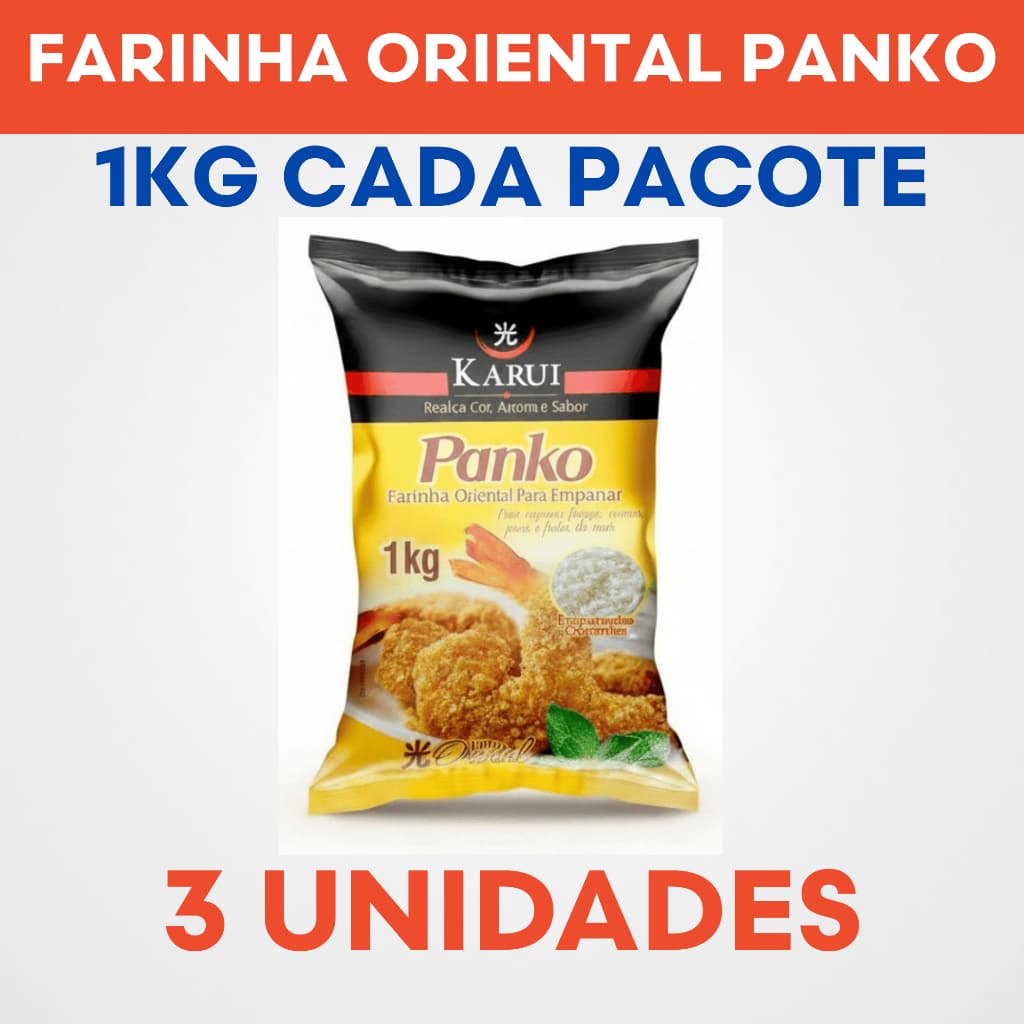 Kit 3 Farinha Panko Karui 1kg - Original Oriental Crocante Profissional