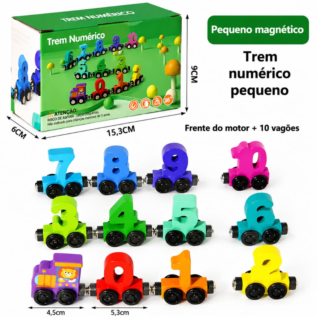 trem numerico madeira, brinquedo educativo, numeros magneticos, montessori, trem infantil, aprendizado infantil, bebe
