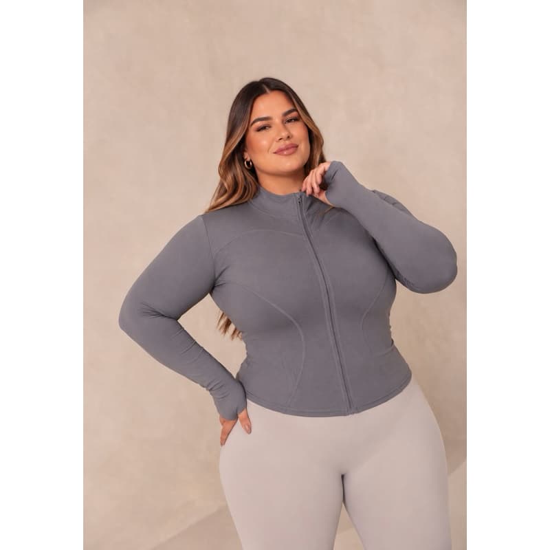 Jaqueta Poliamida Fitness Plus Size com Alta Compressão e Modelagem Premium Blusa Ioga Yoga Ciclista