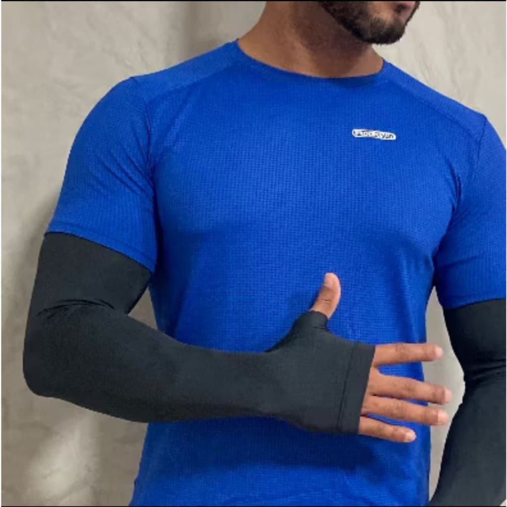Par Manguito mangote com Dedo Proteção solar UV50+ Corrida Fitness Academia Unissex