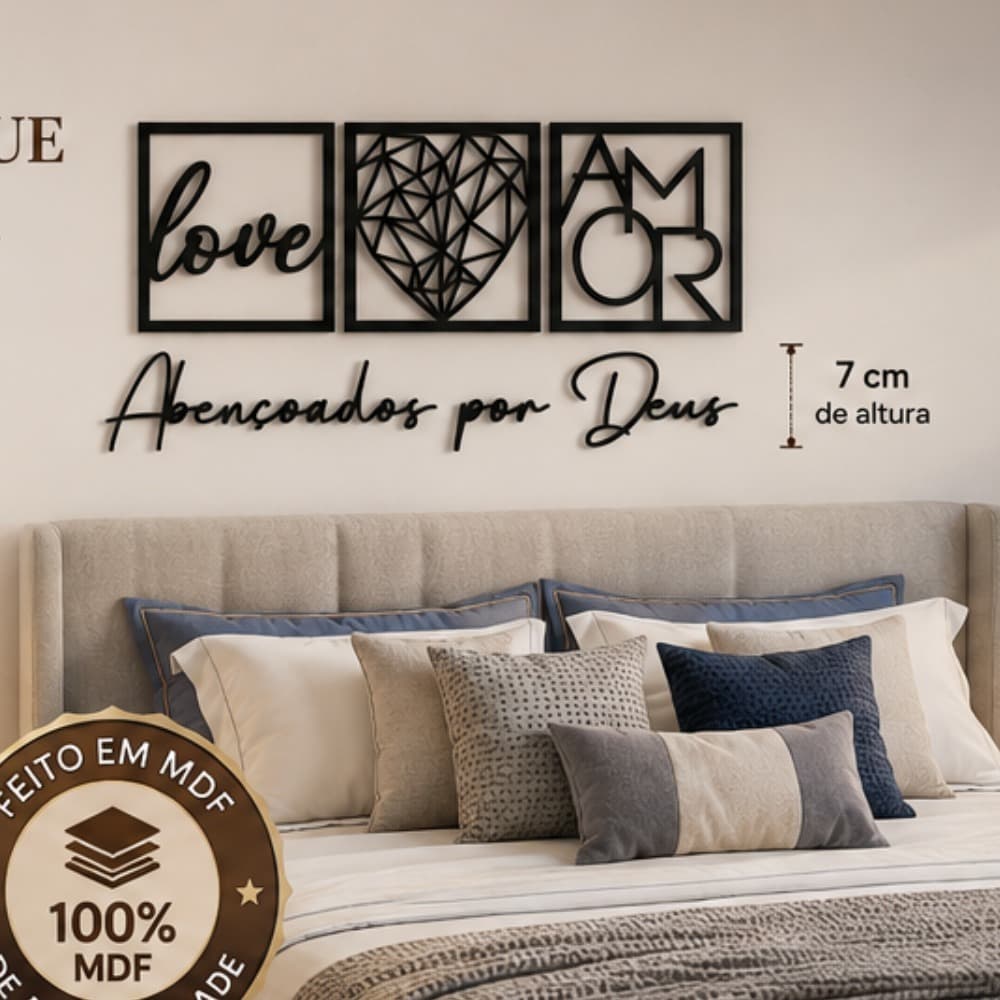 Kit 3 Quadro Cabeceira Com Frase Abençados Por Deus Decoraçao Casa Sala Quarto Para Parede