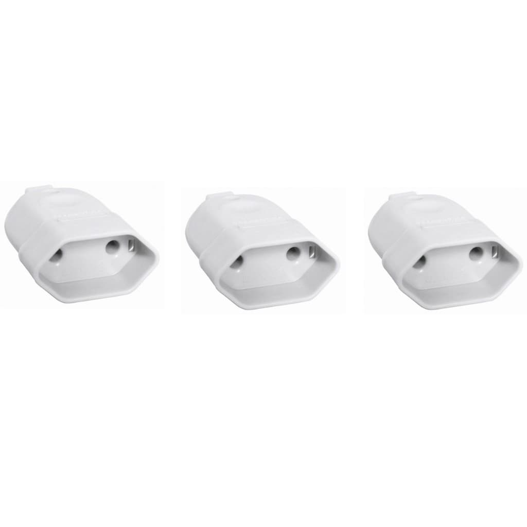 3 Pç Adaptador Pino Fêmea 10a Plug Branco 2 Furos Tomada Furo Fino