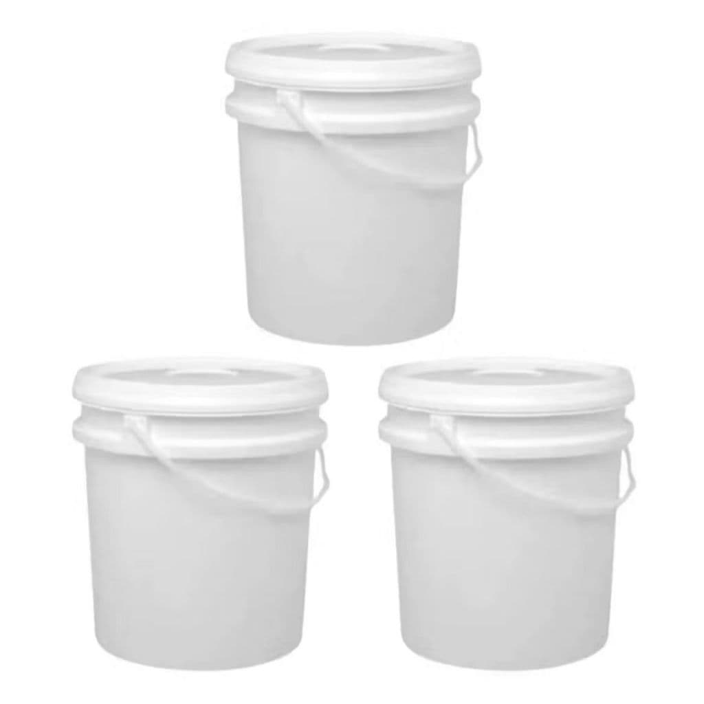 Kit Balde 16 Litros Alimentício 3 unidades Plástico Virgem com Tampa e Lacre | Alta Resistência Atóxico