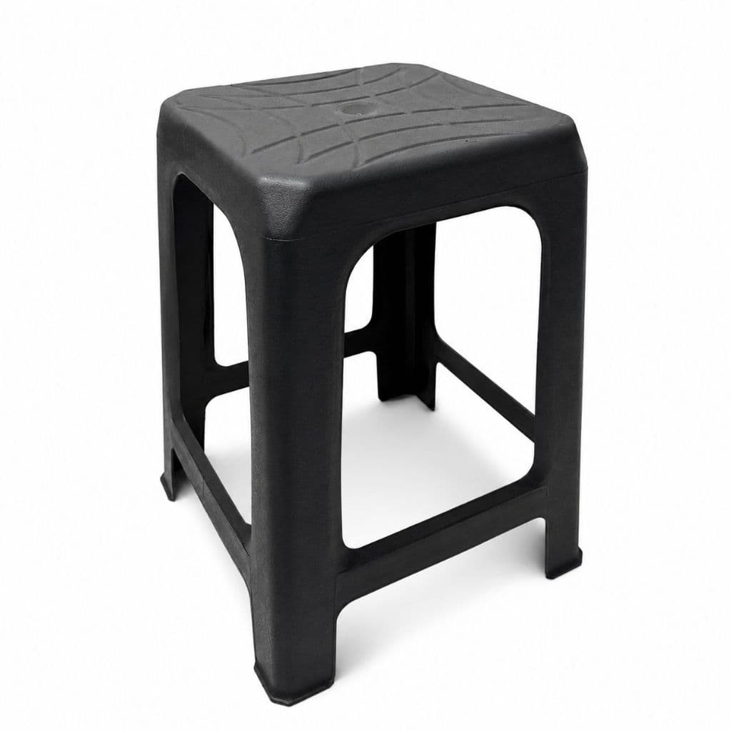 Kit 5 Banquetas Plásticas Premium Preta Reforçadas Suporta Até 110 Kg