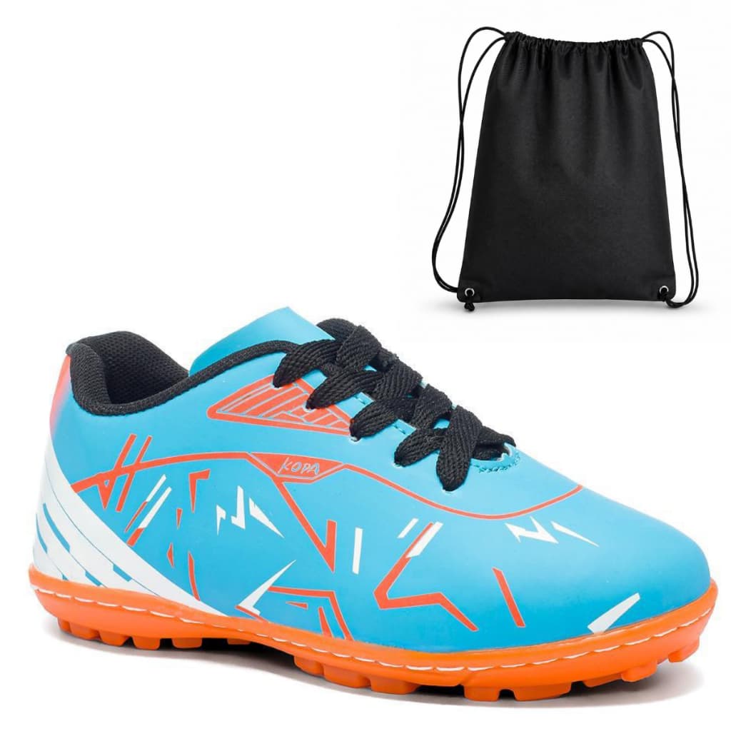 Kit Chuteira Infantil Campo Society Antiderrapante Mochila Resistente Confortável Diversão Esporte