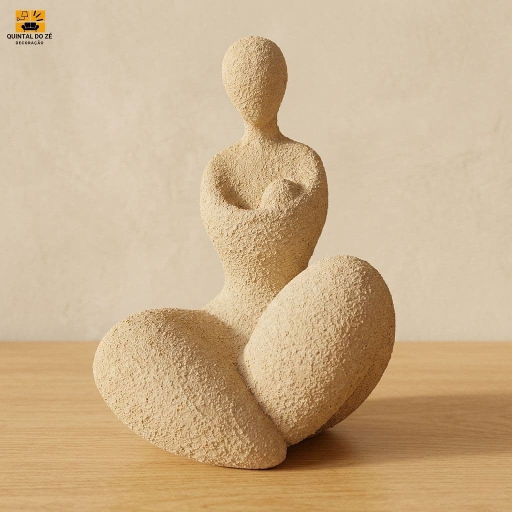 Escultura Decorativa Abstrata Mãe e Filho - Filha Gesso Premium 18cm Arte Moderna Minimalista