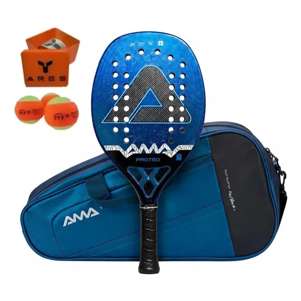Raquete Beach Tennis Ama Sport Proteo Carbono 3k + Brindes Raquete Beach Tennis Ama Sport Proteo Carbono 3k + Brindes