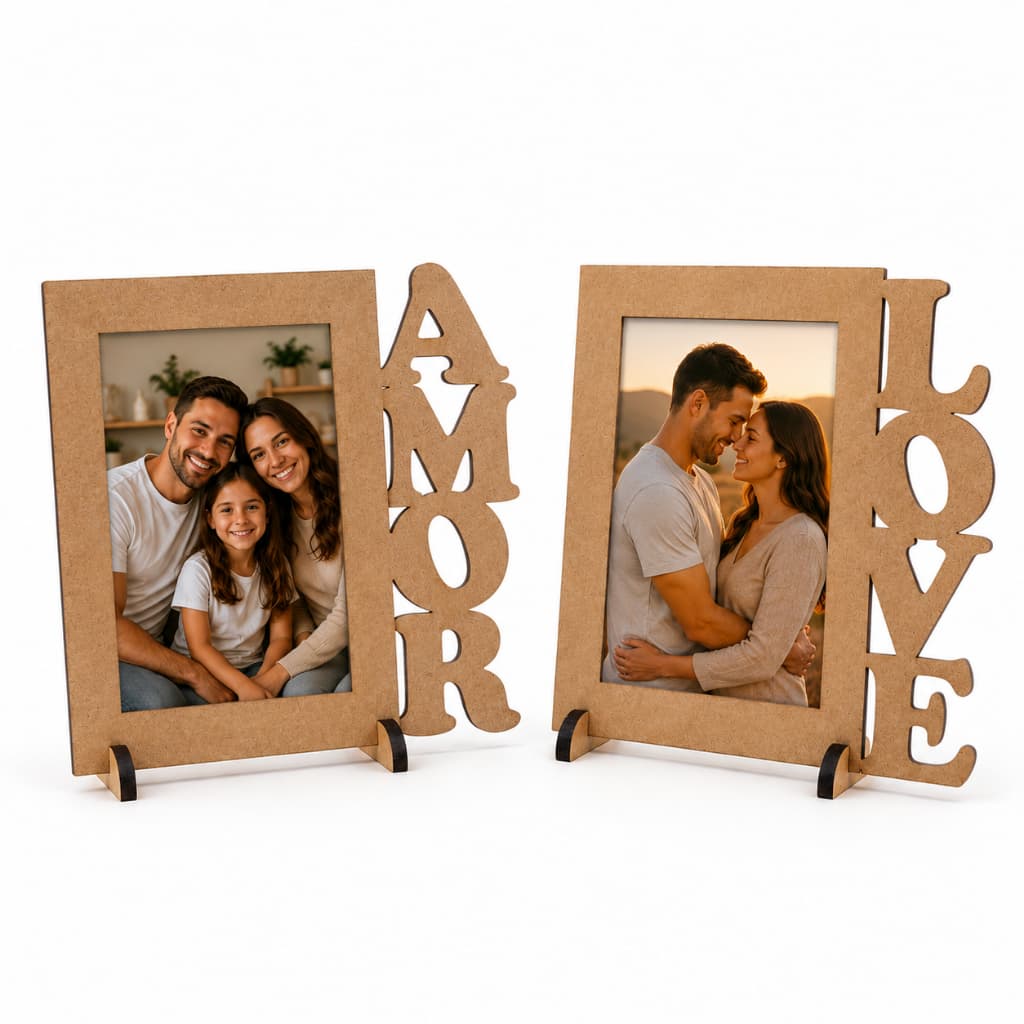 Kit Porta Retratos Display Para Fotos Família Amor Decoração Display de Mesa