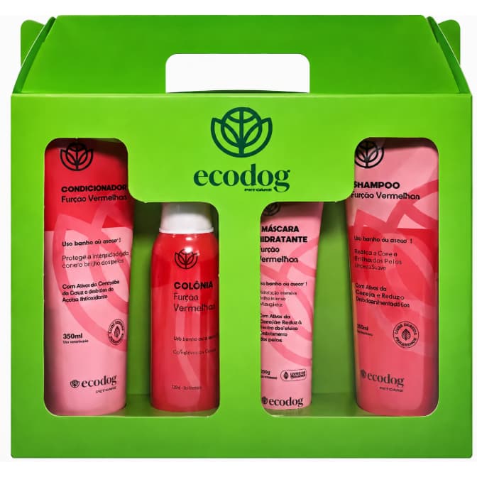Kit Pet Profissional Ecodog Frutas Vermelhas Shampoo Condicionador Colônia Máscara Hidratante
