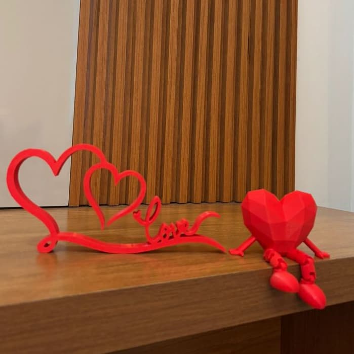 Kit Placa Love Dia dos Namorados + Coração Articulado Amor Presente Romântico Decoração Casal
