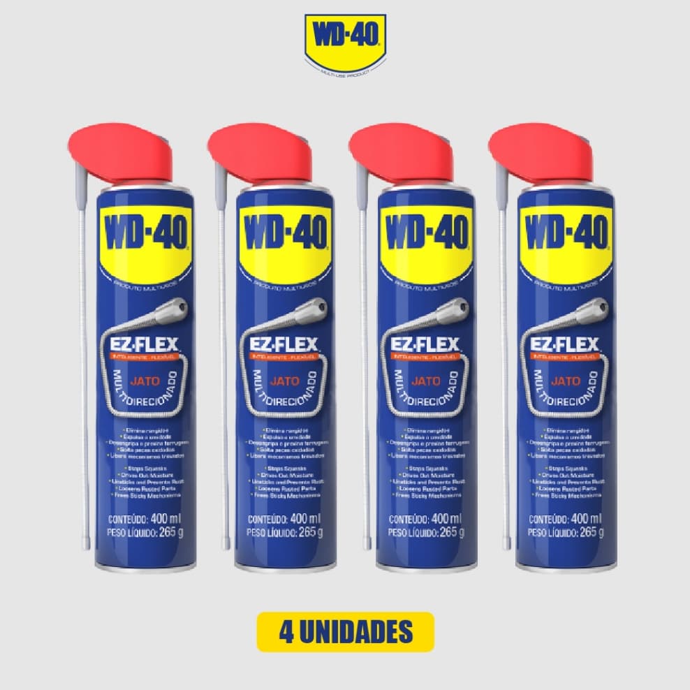 KIT 4 Lubrificante WD-40 EZ-FLEX - Multiusos - Bico Maleável de 20cm - Anti Ferrugem - 400ml