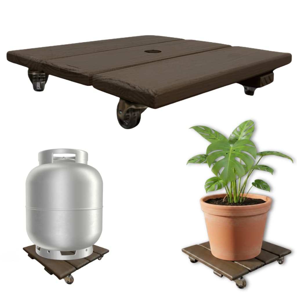 Suporte Premium Para Vasos Com Rodinhas Em Madeira serve para botijão decoração