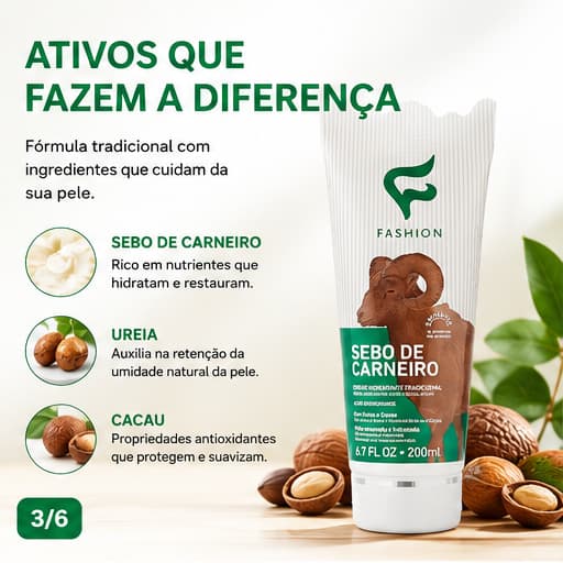 Sebo De Carneiro Tradicional Fashion 200ml Creme Hidratante Para Pés Mãos E Cotovelos