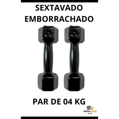 Par Halter Sextavado Emborrachado 4kg Musculação Treino Fisio Academia GYM