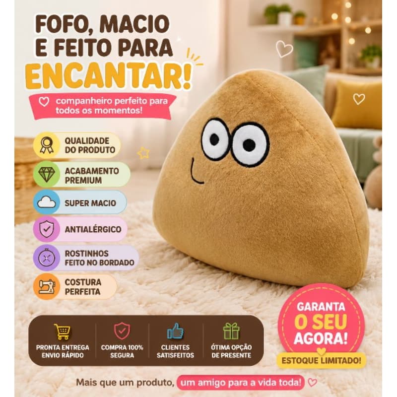 Pou Feliz de Pelúcia 22cm