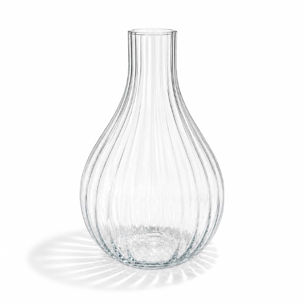 Vaso de Vidro Canelado 22cm Moscou – Decorativo Premium Elegante