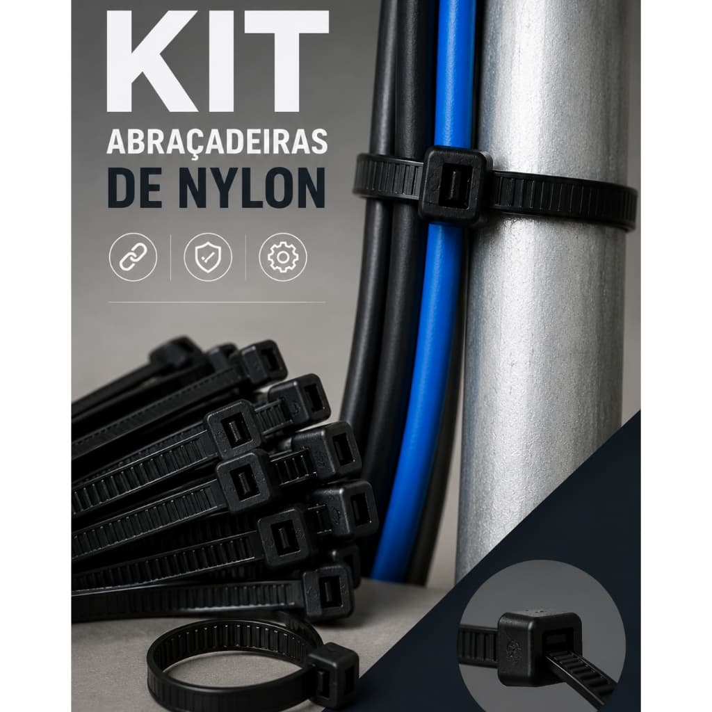 Kit 100/500un Abraçadeira De Nylon 100 X 2,4MM Cor Preta / Natural Enforca Gato Cintas Plásticas