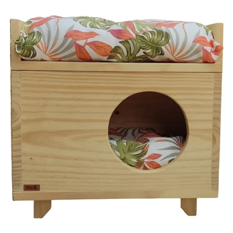 Casa Toca em Madeira para Gato - Arranhador para gato