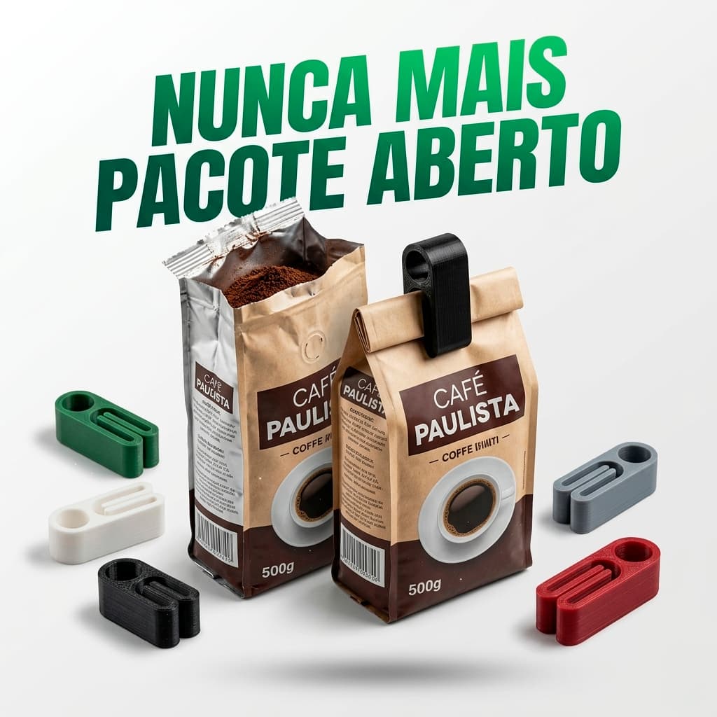 Kit Vedadores Reutilizáveis para Embalagens Alimentos Fecha Facil Resistente Cores Sortidas