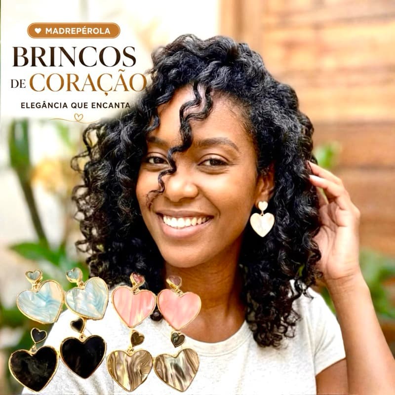 Brinco Feminino Coração Madreperola | Acessório Chic Delicado Premium