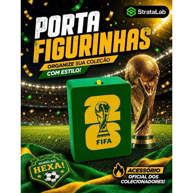 Porta Figurinhas Copa do Mundo até 100 figurinhas, Caixa Org Estojo Coleção Case Álbum da Copa 2026