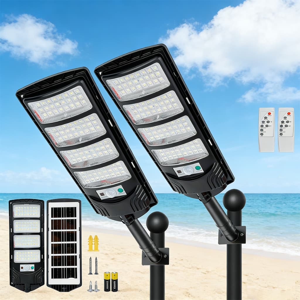 Kit 2 Luminária Solar Externa Luminaria Sem Fio 1800W/1600W com Controle Remoto