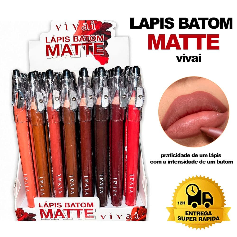 Lápis contorno labial Batom Matte Vivai 3 Tonalidades