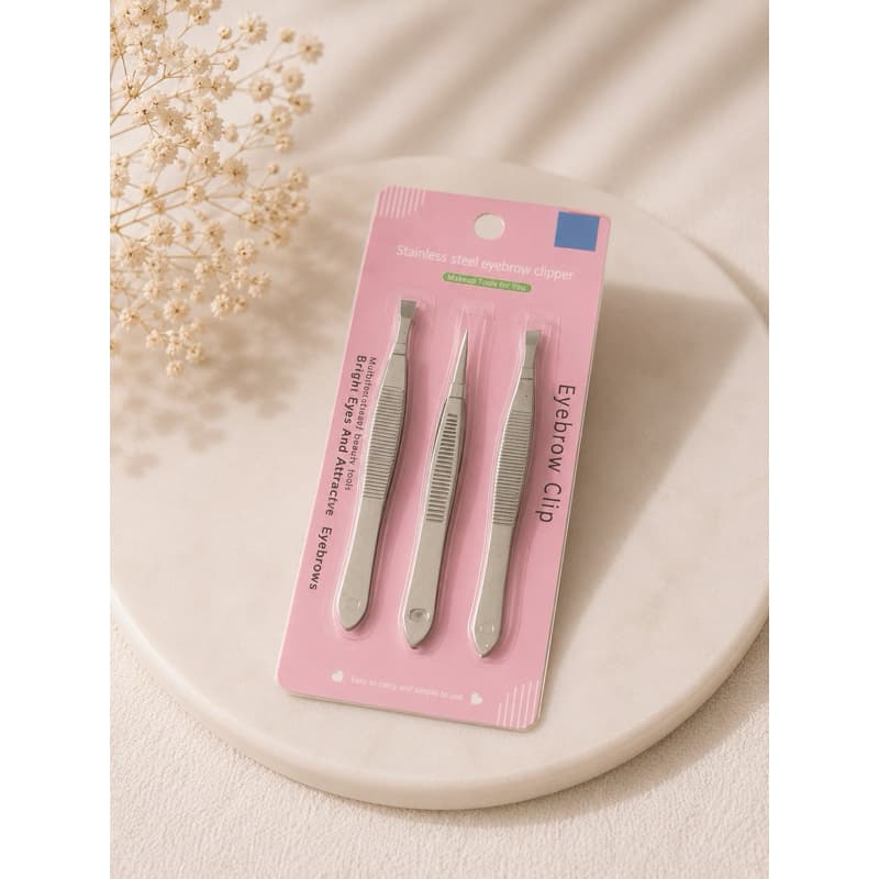 Kit 3 Pinças Para Designer De Sobrancelhas - 3 pontas diferentes