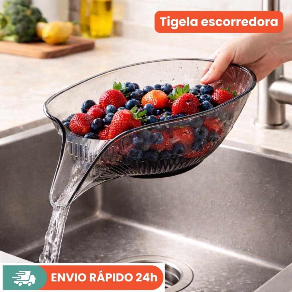 Escorredor Tigela Para Lavar Alimentos - Cesto Coador Multifuncional com Funil Lavagem de Legumes Frutas Saladas