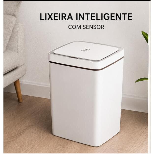 Lixeira Inteligente Automática 14L com Sensor e Bateria Recarregável USB