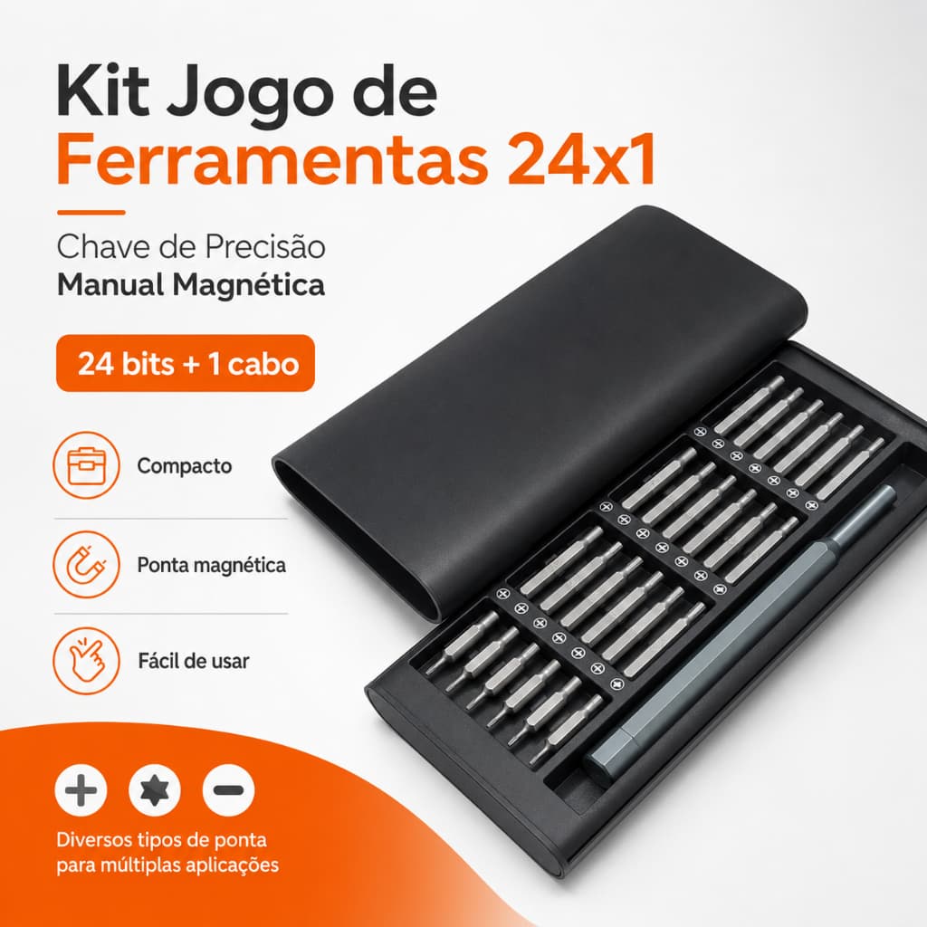 Kit Jogo De Ferramentas 24x1 Chave De Precisão Manual Magnético