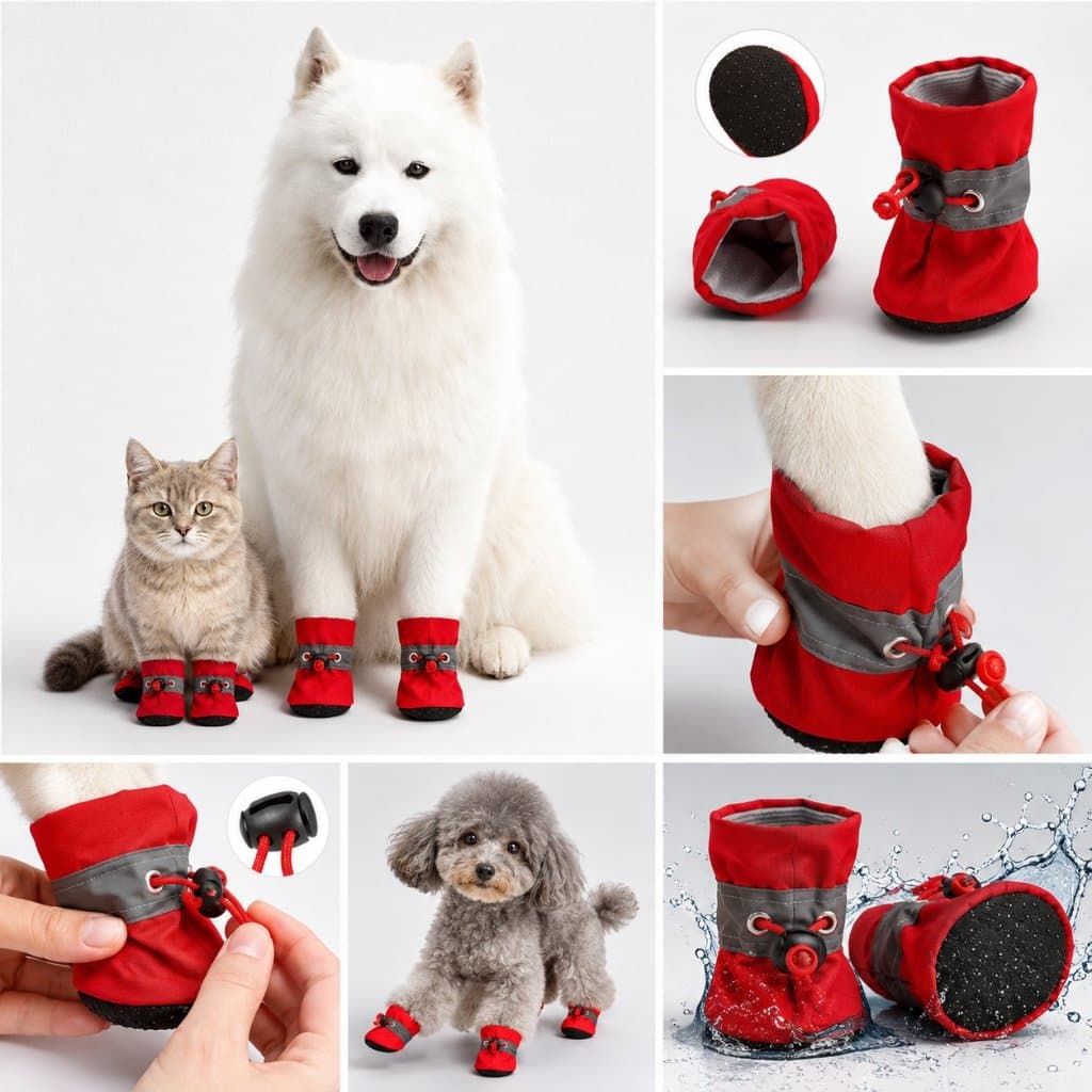 Sapatinho Cachorro Antiderrapante Impermeável Botinha Pet Proteção Patas Ajustável Kit 4 Unidades