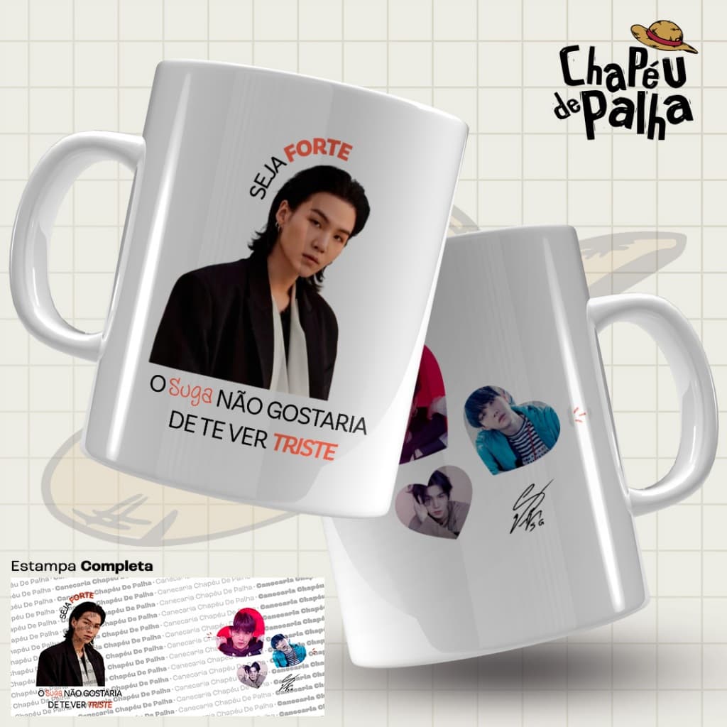 Caneca BTS SUGA Yoongi – Kpop Army Presente Geek 325ml
