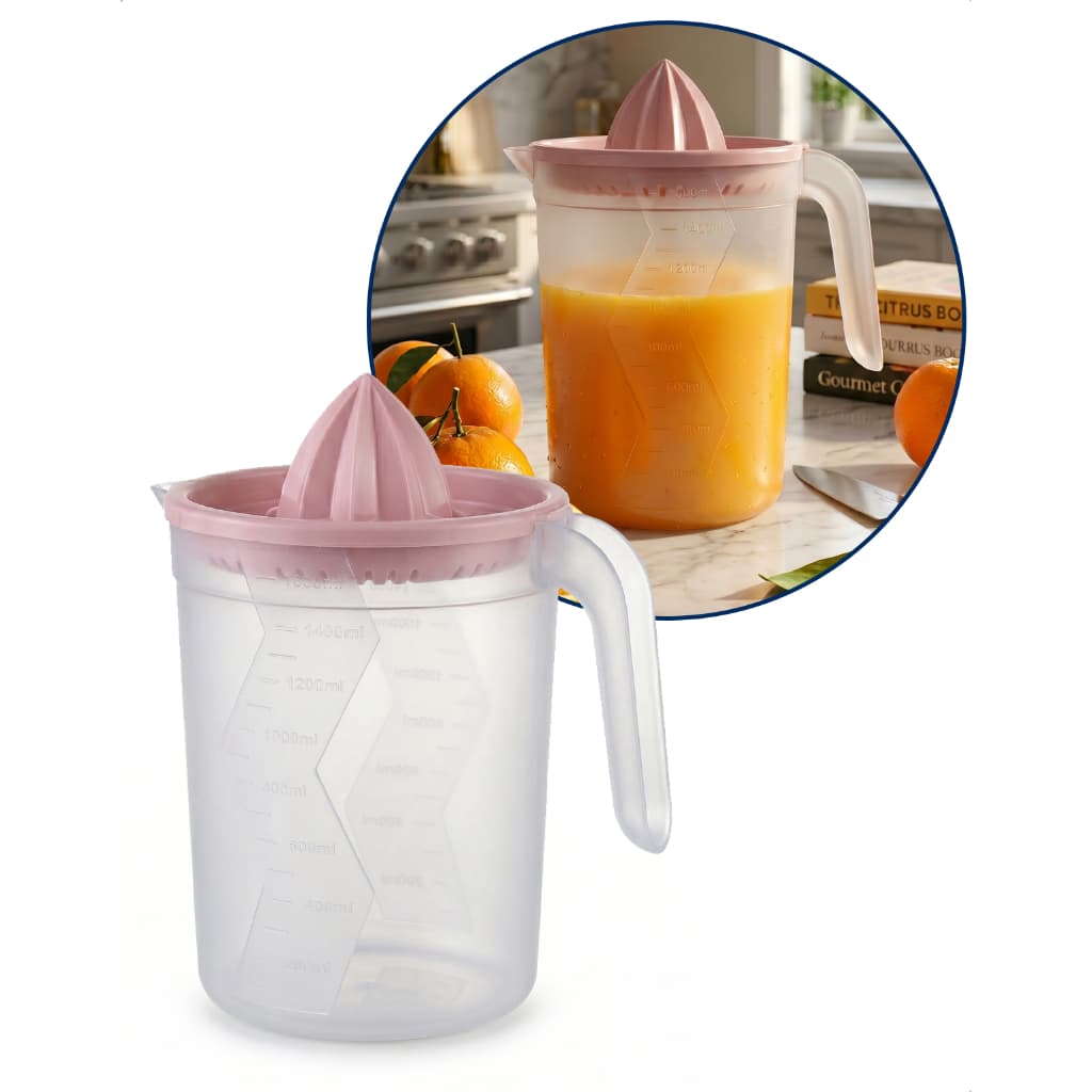 Espremedor de Laranja Limão Manual Tampa Colorida Jarra Transparente Fácil Limpeza Sucos Naturais