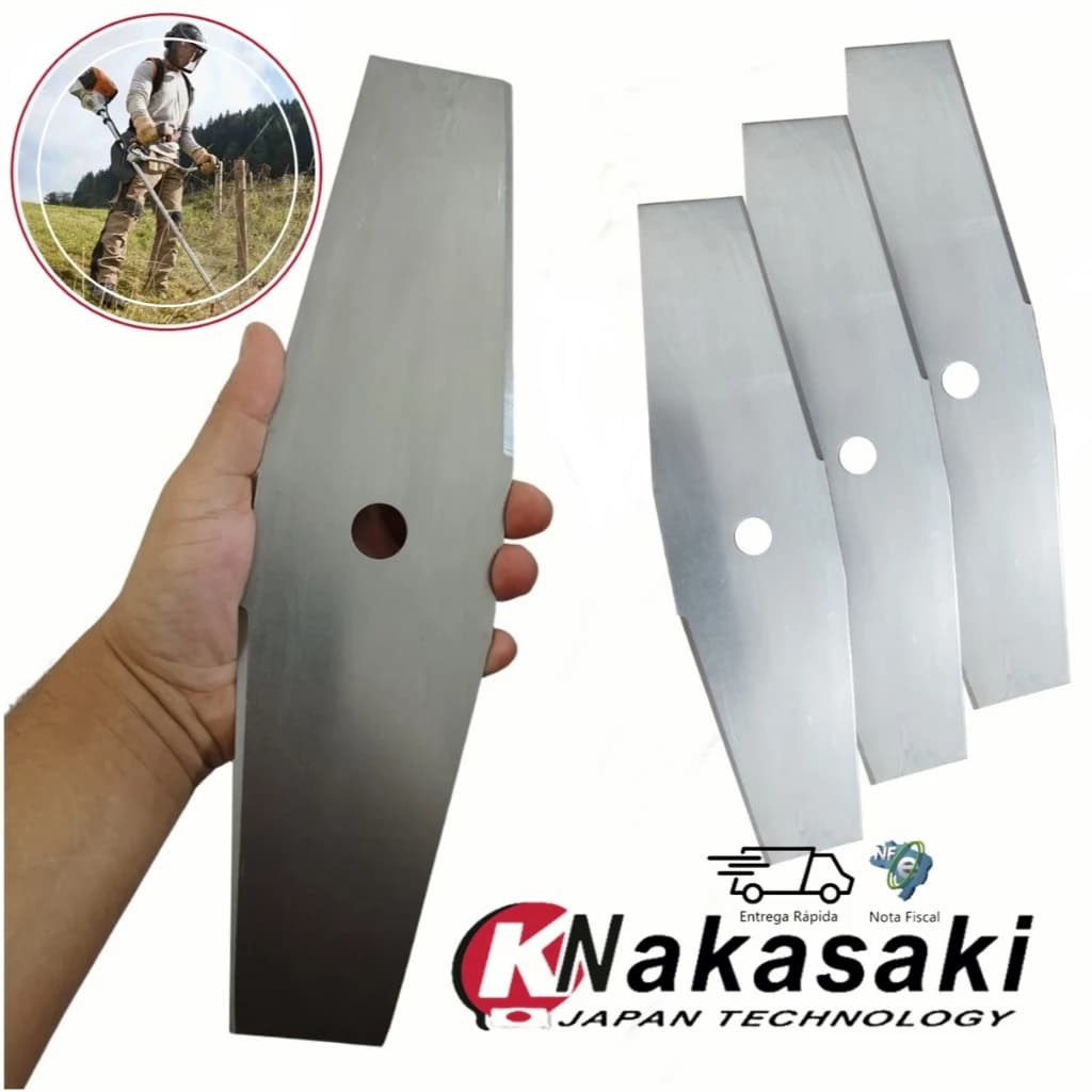 Kit 3 Lâmina Faca Disco 2 Pontas 350mm P/ Roçadeira Nakasaki
