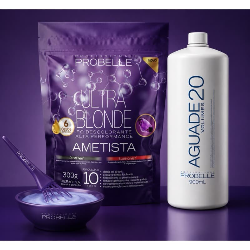 PÓ DESCOLORANTE AMETISTA 300g + ÁGUA OXIGENADA 20V 900ml