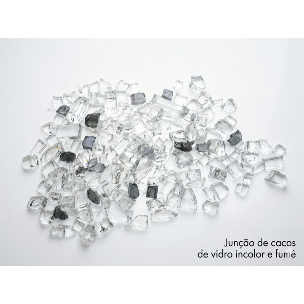 Caco de Vidro Decorativo Misto Incolor e Fumê - 1Kg  Artesanato Moderno e Decorativo