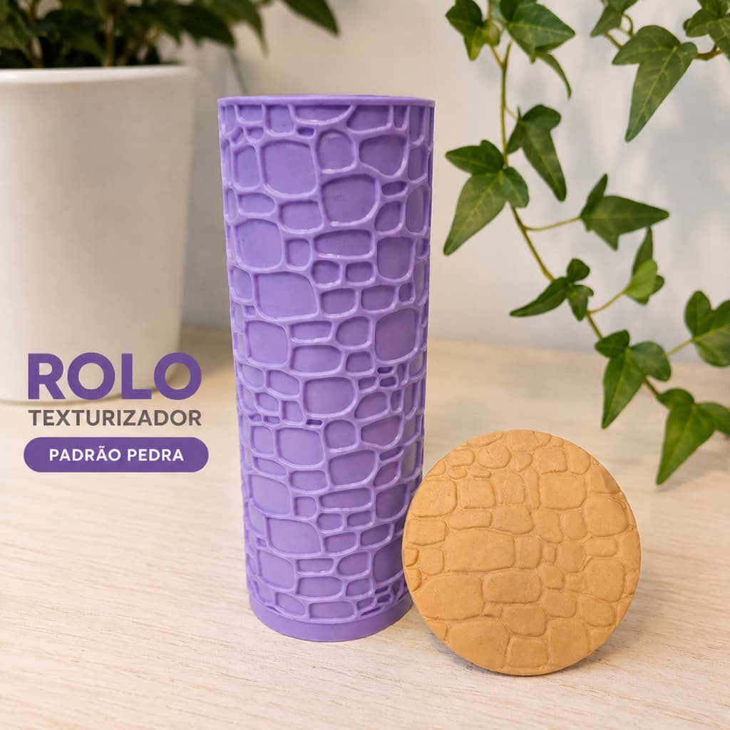 Rolo Texturizador Padrão Pedra para Biscuit e Artesanato