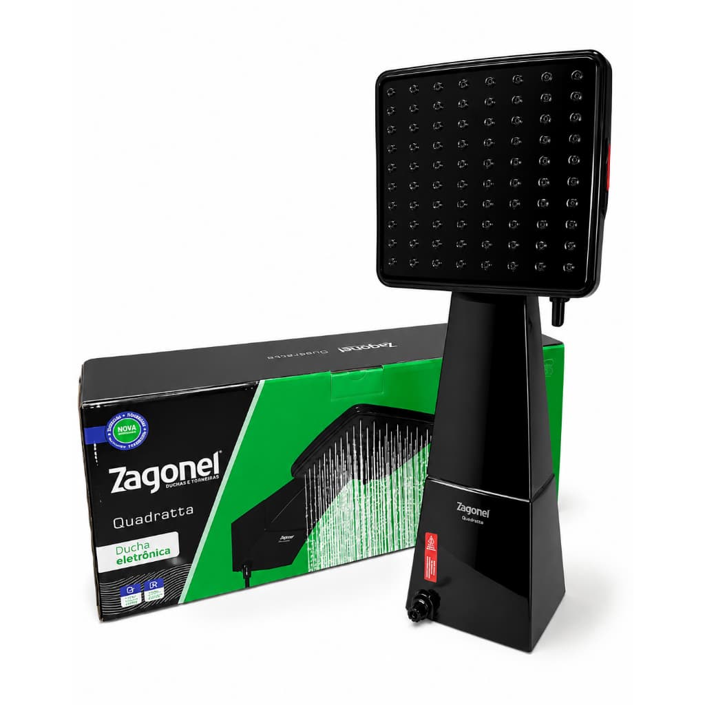 Chuveiro Elétrico Zagonel Quadratta Preto 7700W 220V Moderno